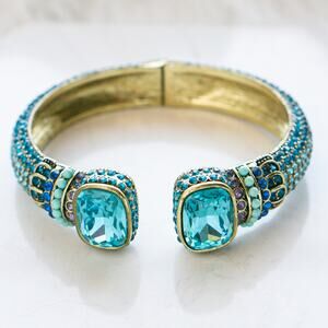 Heidi Daus Blue Crystal Clamper Bangle Bracelet